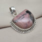 Rhodonite Pendant 925 Sterling Silver Pink and Black Healing Stone Necklace Crystal Jewelry