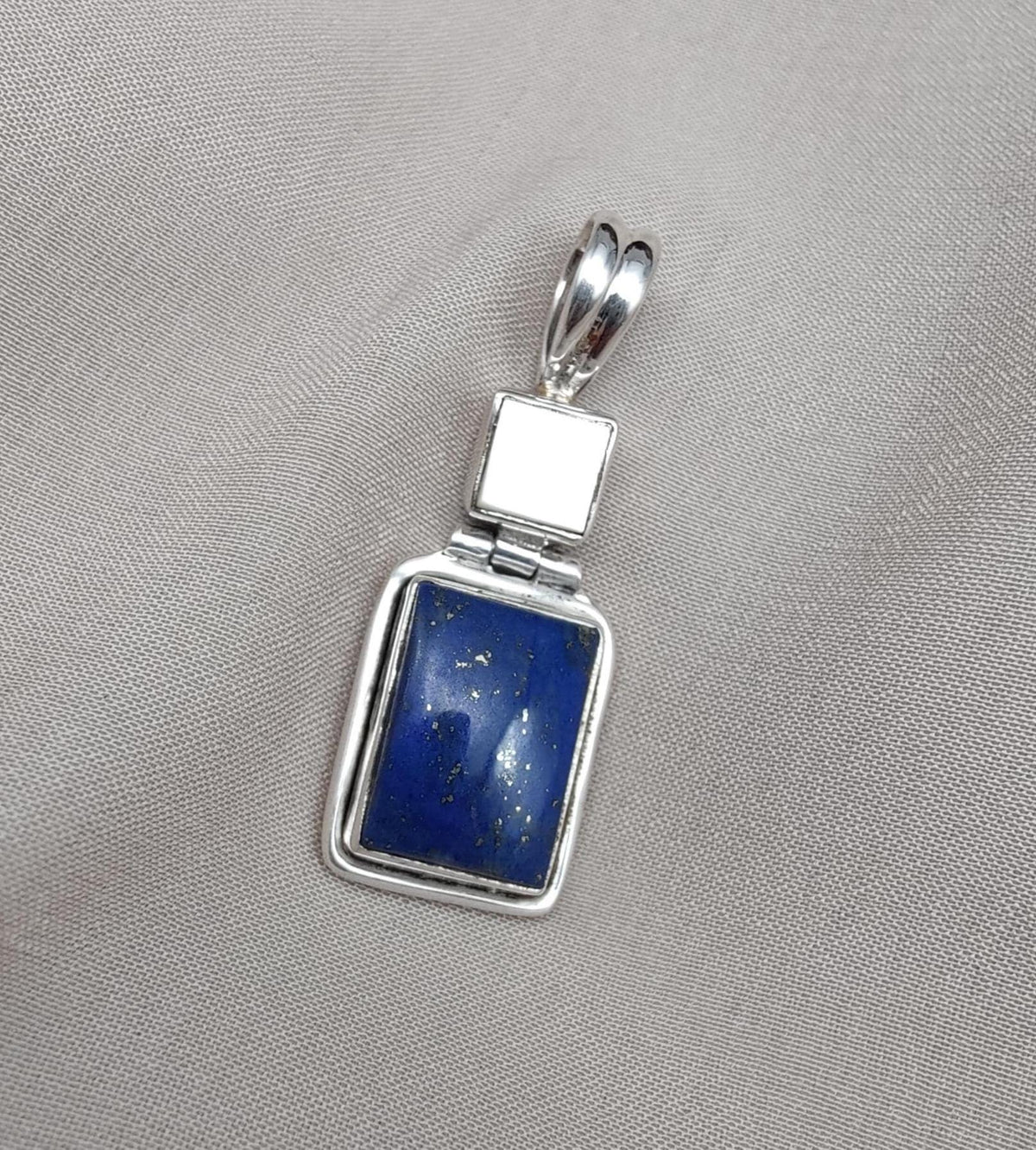 Lapis Lazuli & Mother of Pearl Pendant: 925 Sterling Silver Boho Necklace