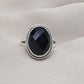 Black Onyx Ring: Faceted Oval Gemstone, 925 Sterling Silver, Boho Protection Jewelry