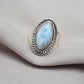 Natural Larimar Ring 925 Sterling Silver Larimar Marquise Cut Gemstone Boho Statement Jewelry