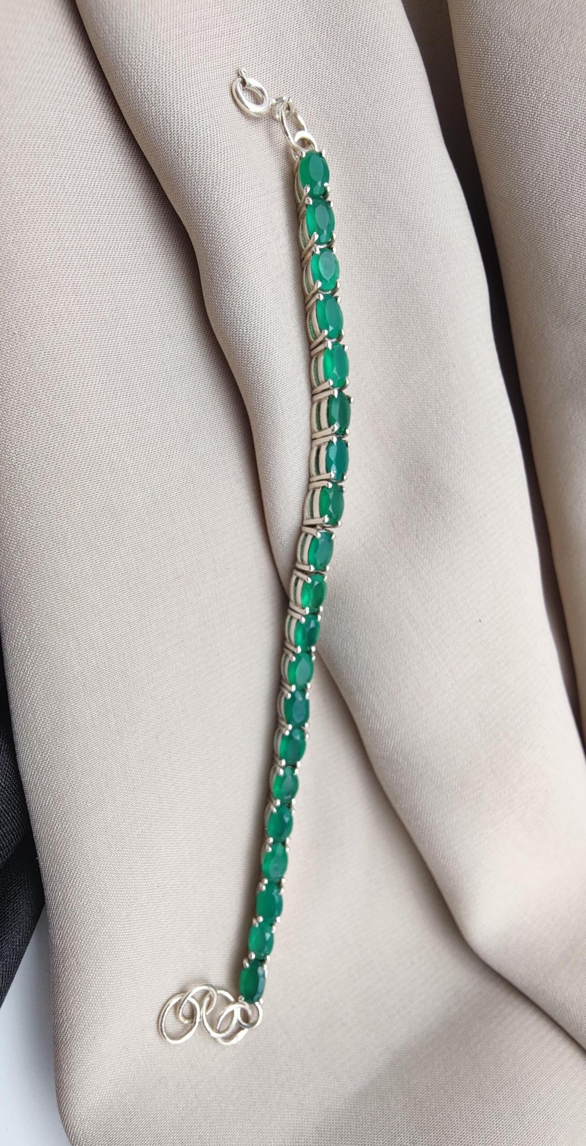 Green Onyx Tennis Bracelet: 925 Sterling Silver Gemstone Jewelry