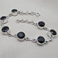 Black Onyx Bracelet 925 Sterling Silver Round Stone Link Bracelet Handmade Jewelry
