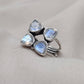 Rainbow Moonstone Floral Cluster Ring: Handmade 925 Sterling Silver