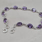 925 Sterling Silver Amethyst Bracelet Natural Purple Gemstone Oval Link Jewelry