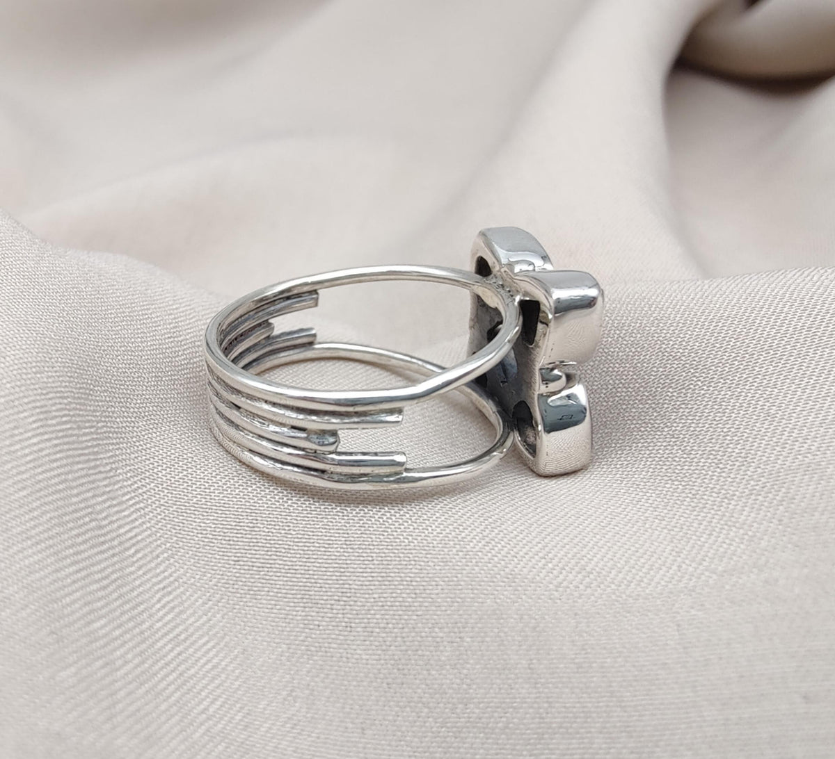 Rainbow Moonstone Floral Cluster Ring: Handmade 925 Sterling Silver