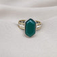 Green Onyx Sterling Silver Ring: Handmade Dual-Tone Band, Hexagon Cut