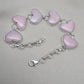Pink Opal Heart Bracelet, 925 Sterling Silver, Handmade