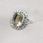 Lemon Quartz Sterling Silver Ring: Cushion Cut Cocktail Statement Jewelry