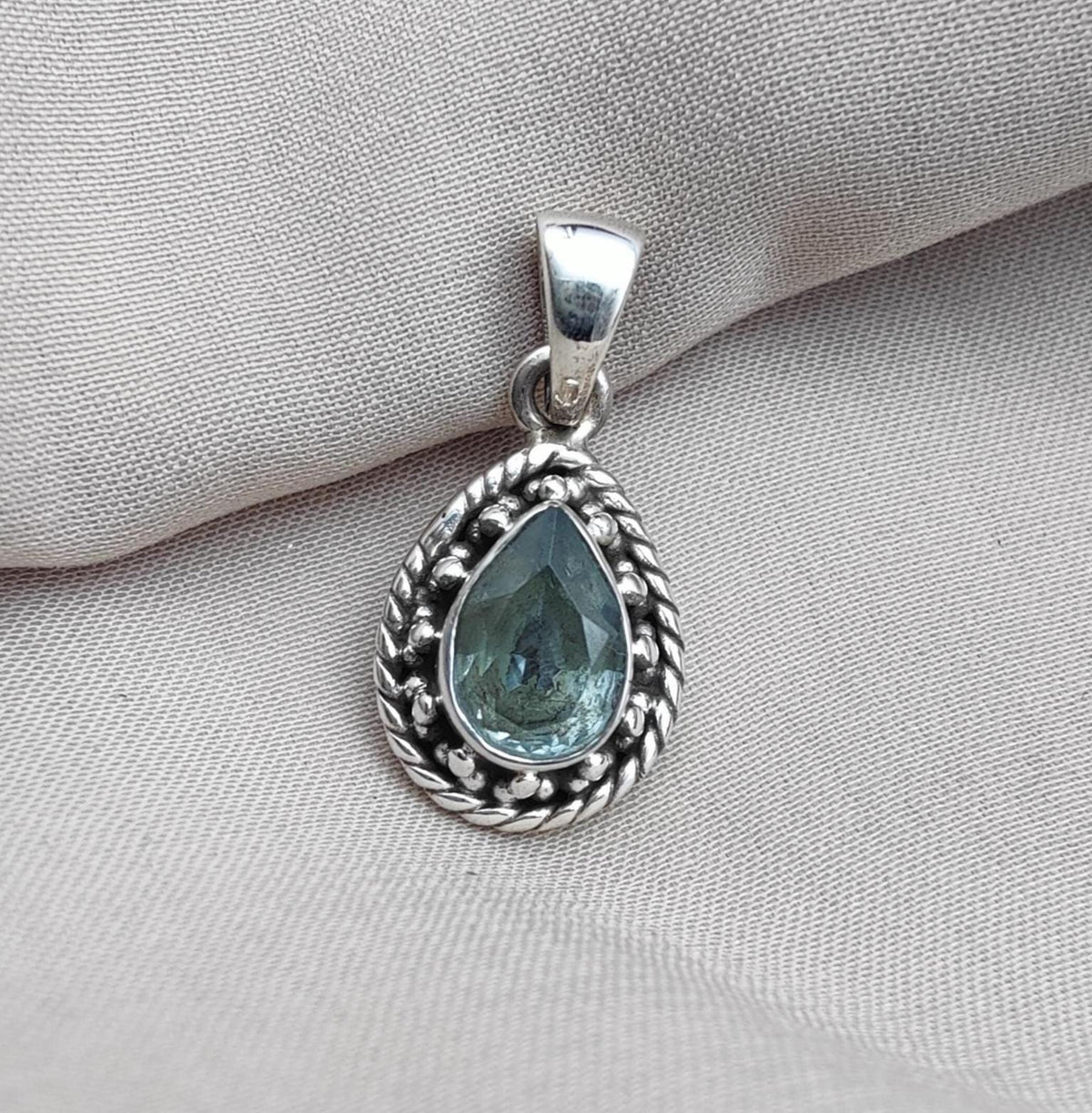Sterling Silver Blue Topaz Pendant Necklace: December Birthstone Gift