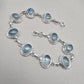 925 Sterling Silver Aqua Milky Gemstone Bracelet Natural Blue Cabochon Handmade Jewelry