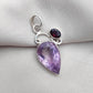 Amethyst Garnet Pendant: Teardrop Sterling Silver Gemstone Jewelry