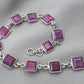 925 Sterling Silver Pink Ruby Bracelet Square Cut Gemstone Link Bracelet Gift for Her