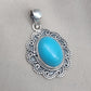 American Turquoise Pendant: Handmade 925 Silver Boho Necklace