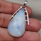 Rainbow Moonstone Pendant | 925 Sterling Silver Teardrop Necklace | June Birthstone | Intuition & Healing Crystal Jewelry