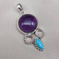 Amethyst Rose Quartz Turquoise Pendant: 925 Silver Healing Crystal Boho Necklace