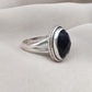 Black Onyx Ring: Faceted Oval Gemstone, 925 Sterling Silver, Boho Protection Jewelry
