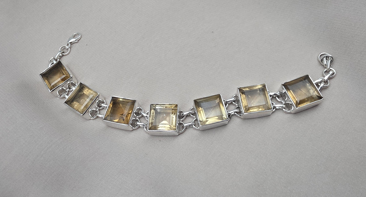 Citrine 925 Sterling Silver Bracelet Natural Gemstone Handmade Jewelry