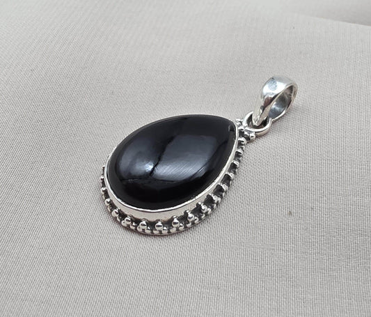 Black Onyx 925 Sterling Silver Pendant Protection Gemstone Necklace Healing Crystal Jewelry Gift