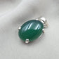 925 Sterling Silver Oval Green Onyx Pendant, Natural Gemstone Charm, Handmade Jewelry