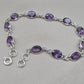 925 Sterling Silver Amethyst Bracelet Natural Purple Gemstone Oval Link Jewelry