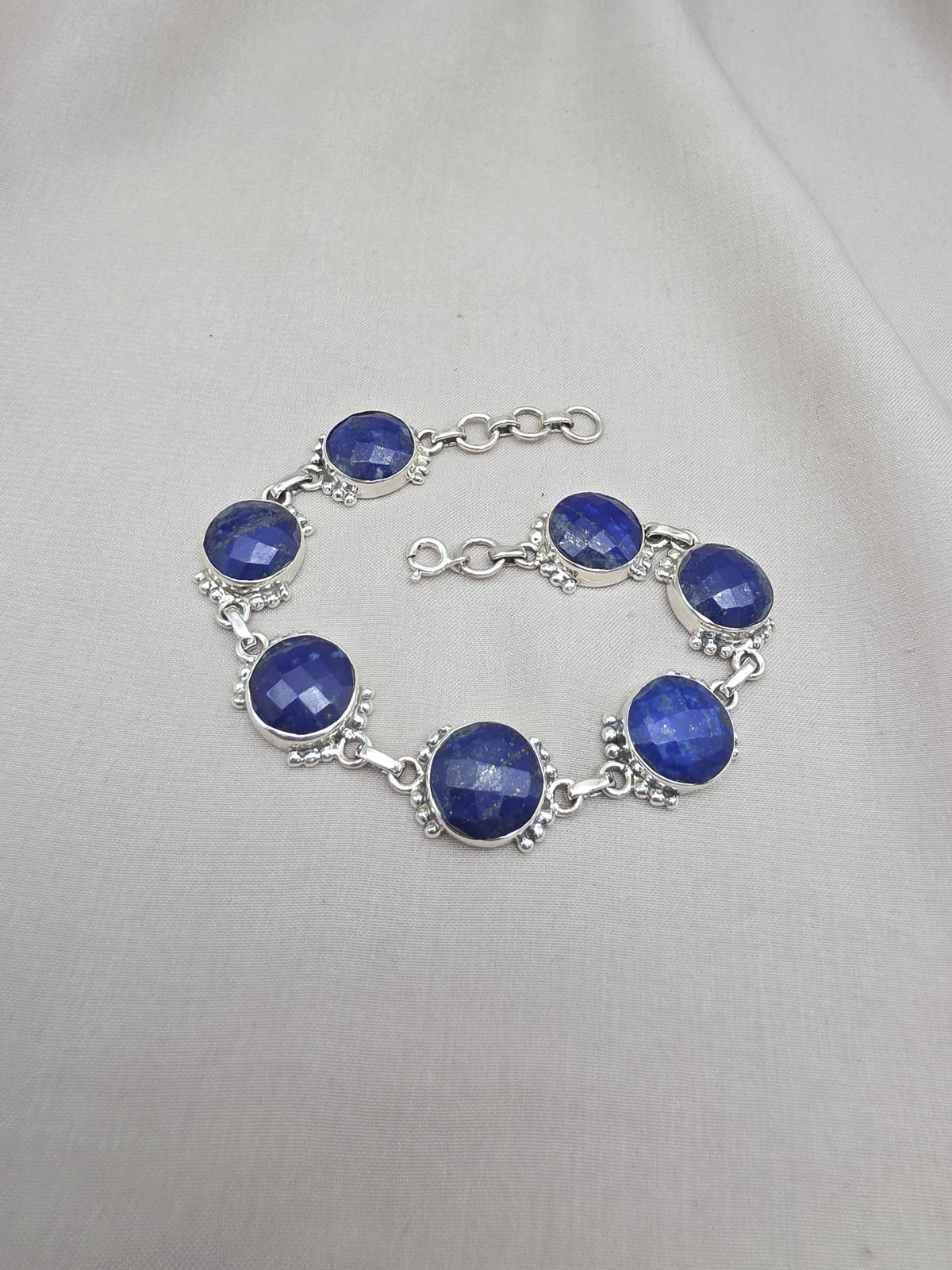 925 Sterling Silver Lapis Lazuli Bracelet Blue Gemstone Jewelry Statement Bracelet Gift for Her