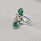 Green Onyx & Lemon Quartz 925 Sterling Silver Ring: Boho Statement Jewelry