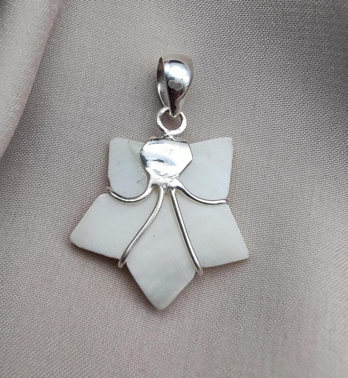 Mother of Pearl Star Pendant: 925 Sterling Silver Boho Necklace