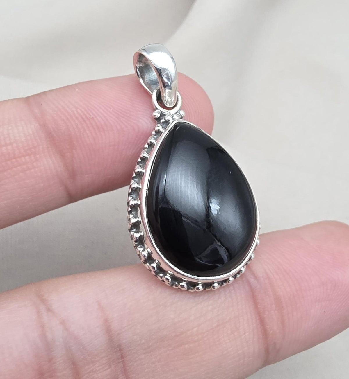 Black Onyx 925 Sterling Silver Pendant Protection Gemstone Necklace Healing Crystal Jewelry Gift