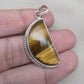 Half Moon Tiger Eye Pendant: 925 Sterling Silver Protection Gemstone Necklace Courage Jewelry