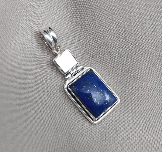 Lapis Lazuli & Mother of Pearl Pendant: 925 Sterling Silver Boho Necklace