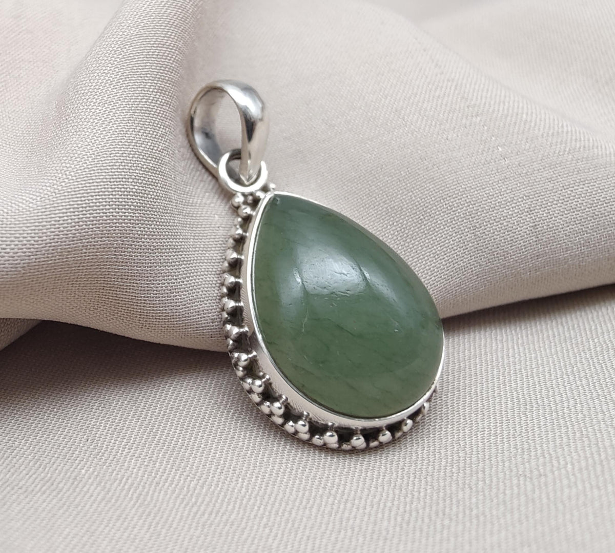 Green Aventurine Pendant 925 Sterling Silver | Handmade Teardrop Gemstone Necklace | Healing Crystal Jewelry Gift