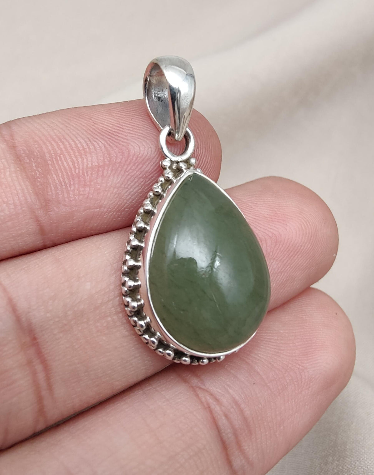 Green Aventurine Pendant 925 Sterling Silver | Handmade Teardrop Gemstone Necklace | Healing Crystal Jewelry Gift