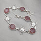 Pink Strawberry Quartz 925 Sterling Silver Bracelet | Handmade Adjustable Gemstone Jewelry Gift for Women