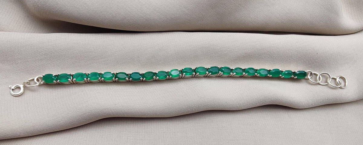 Green Onyx Tennis Bracelet: 925 Sterling Silver Gemstone Jewelry