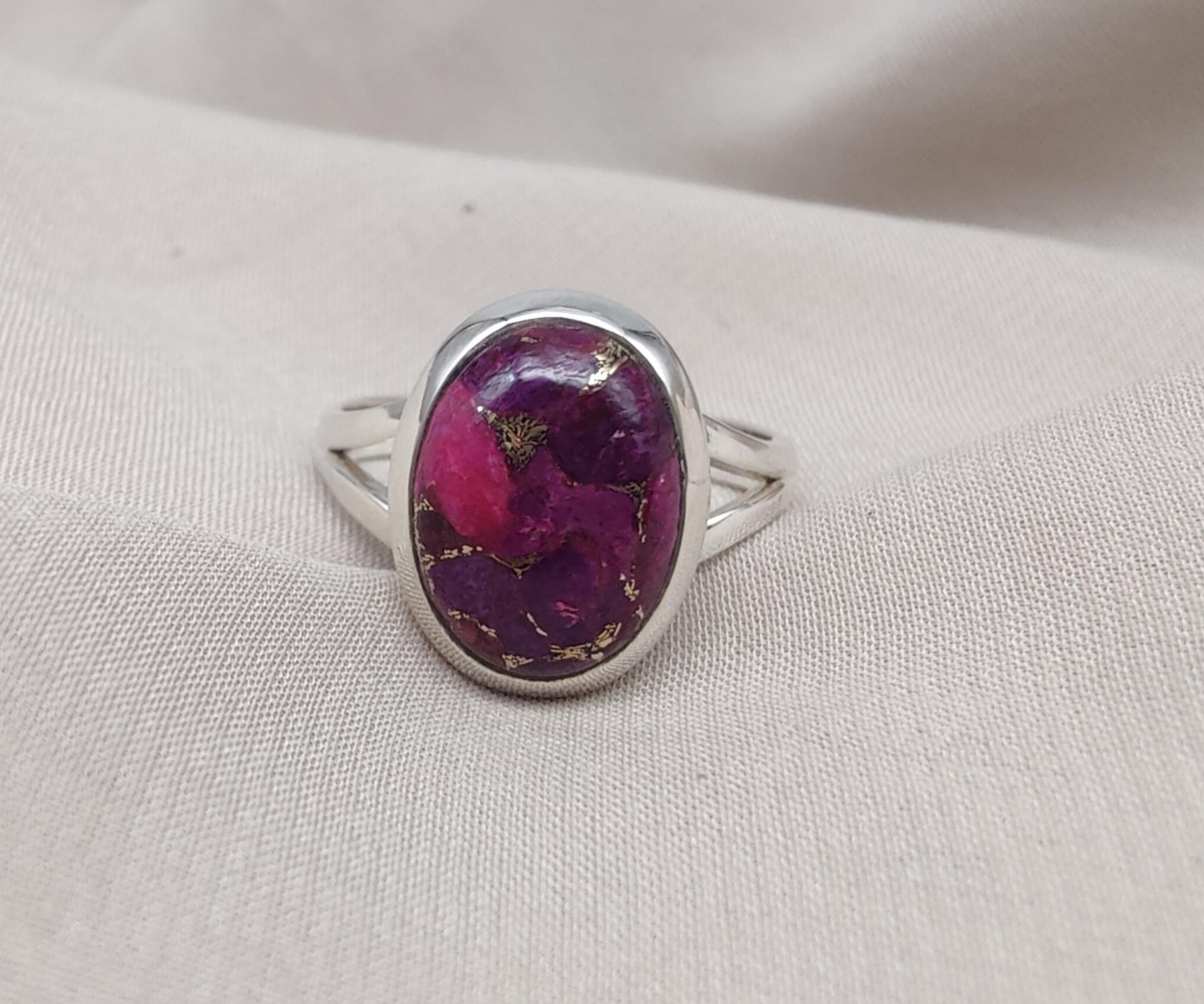 Purple Copper Turquoise Ring: 925 Sterling Silver Jewelry Oval shape Gemstone Ring