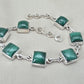 Malachite Bracelet 925 Sterling Silver Square Cabochon Link Bracelet Green Gemstone Handmade Jewelry Gift