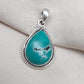 Tibetan Turquoise Pear Pendant: Sterling Silver Boho Necklace