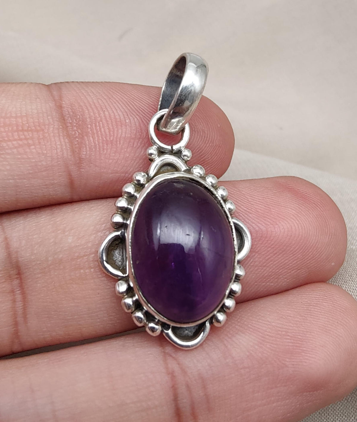 Natural Amethyst 925 Sterling Silver Pendant, February Birthstone Jewelry
