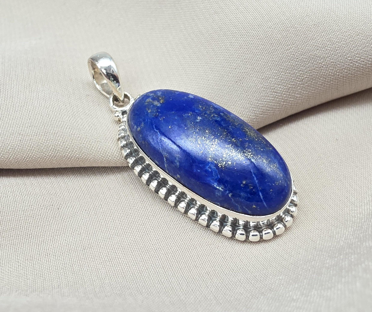 Lapis Lazuli Pendant 925 Sterling Silver September Birthstone Necklace Boho Jewelry Handmade Pendant