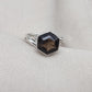 Smoky Quartz Hexagon Ring: 925 Sterling Silver Twisted Band