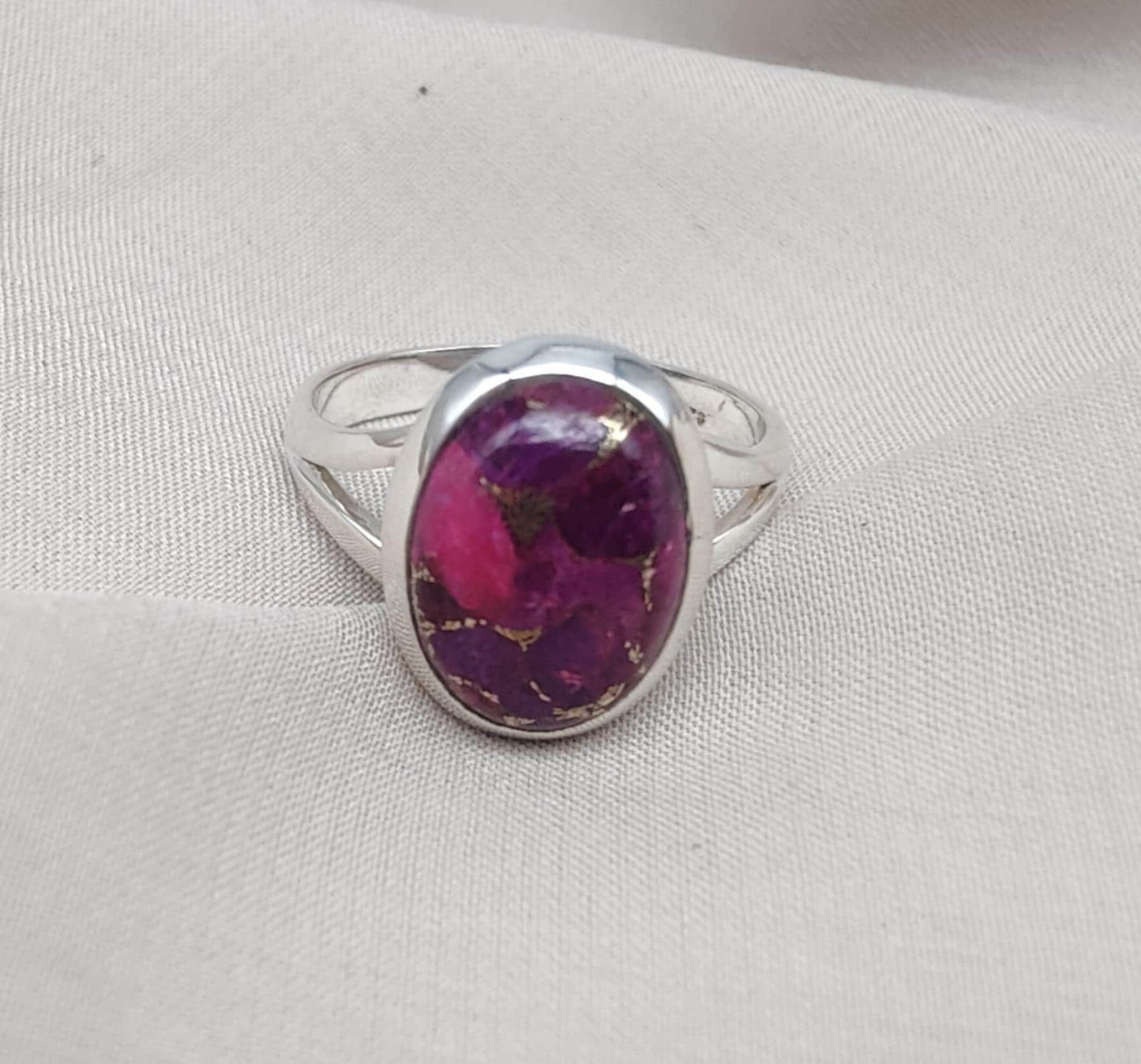 Purple Copper Turquoise Ring: 925 Sterling Silver Jewelry Oval shape Gemstone Ring