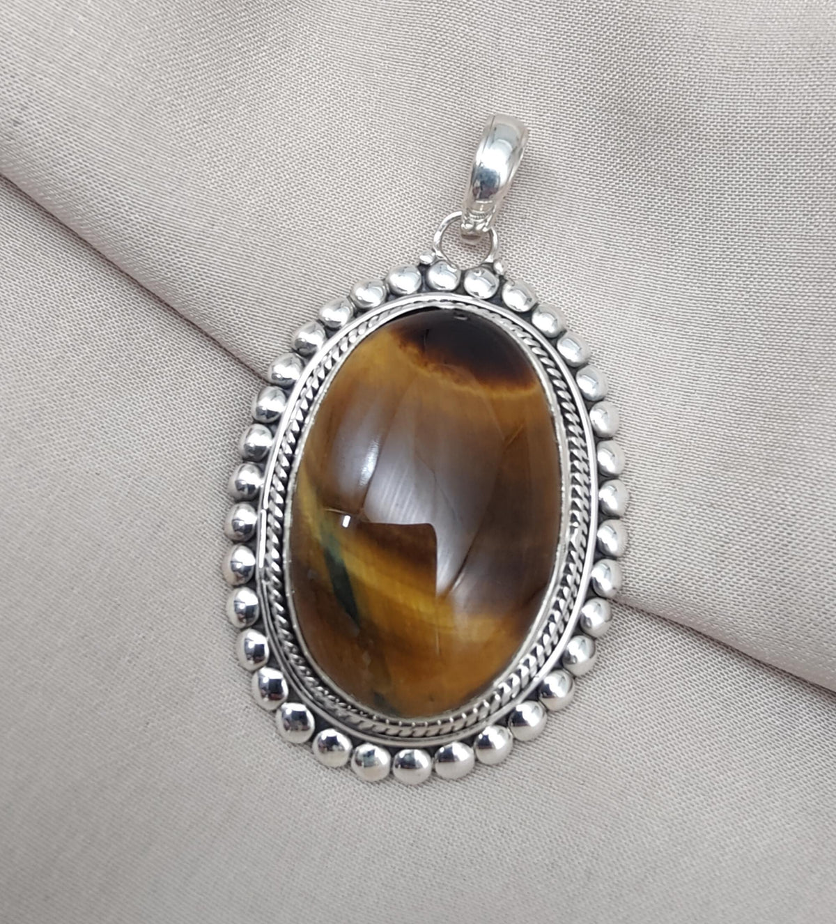 Tiger Eye Pendant | Handmade 925 Sterling Silver Necklace, Healing Stone