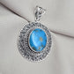 American Turquoise Silver Pendant 925 Sterling Silver Oval Cabochon Handmade Gemstone Jewelry