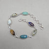 925 Sterling Silver Boho Bracelet Multi Gemstone Colorful Statement Jewelry
