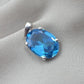 925 Sterling Silver Oval Blue Quartz Pendant, Natural Gemstone Charm, Boho Statement Jewelry