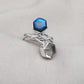 Labradorite & Green Amethyst 925 Sterling Silver Ring: Adjustable Double Stone