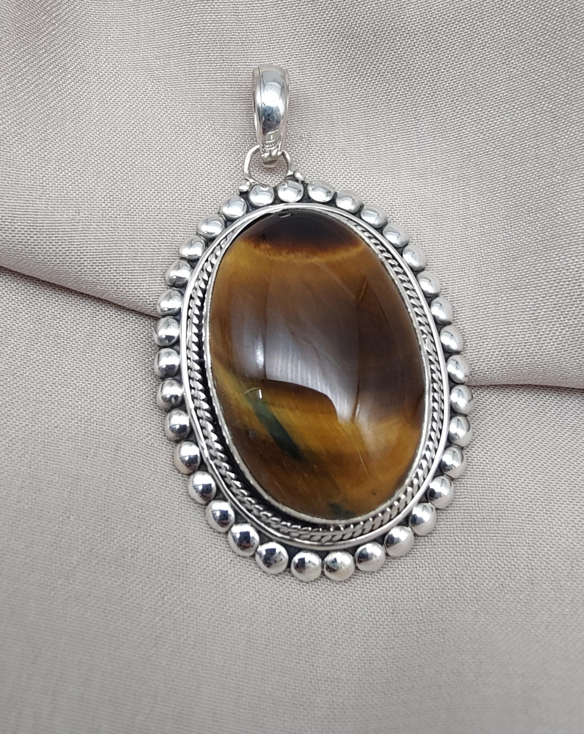 Tiger Eye Pendant | Handmade 925 Sterling Silver Necklace, Healing Stone