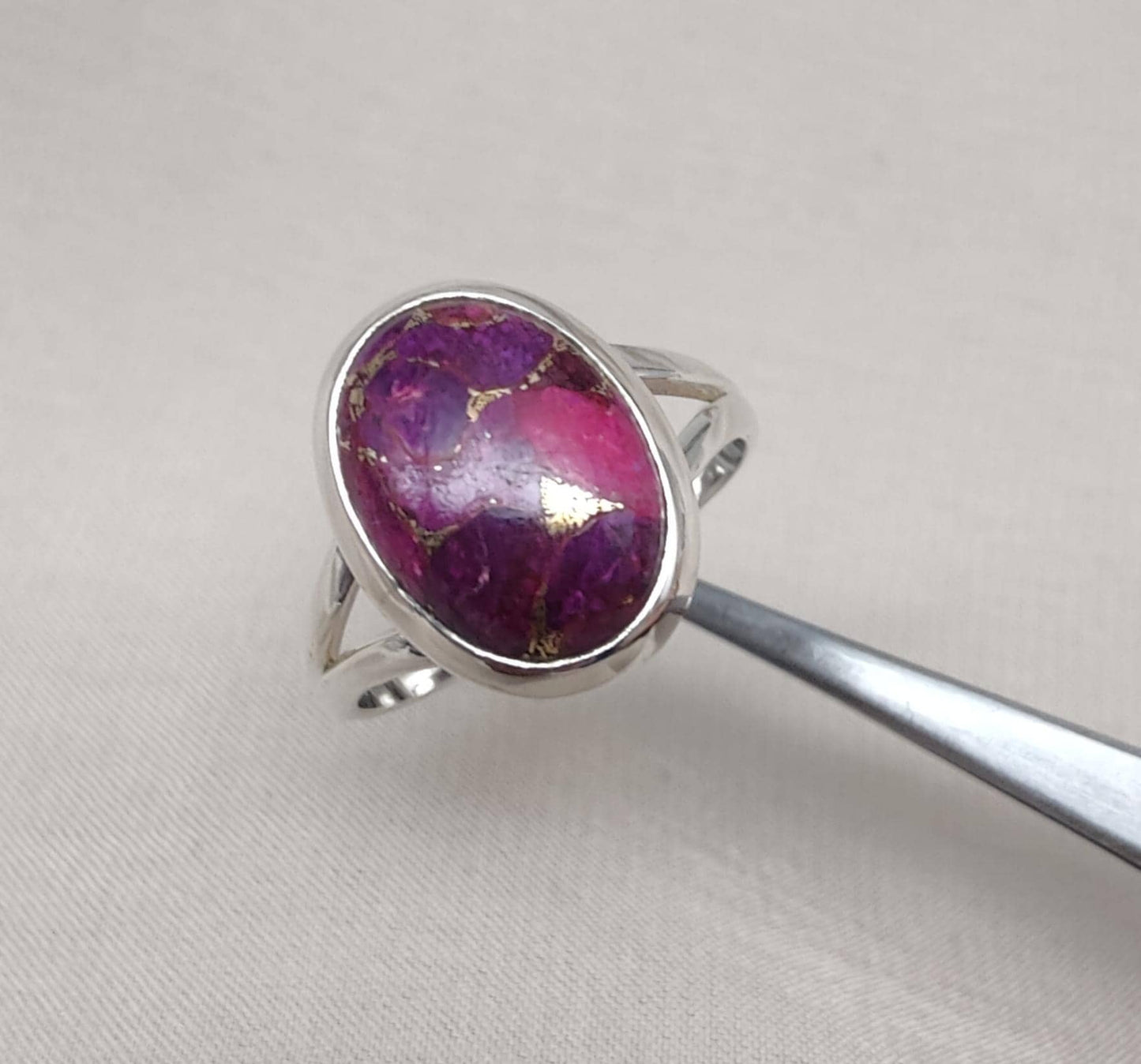 Purple Copper Turquoise Ring: 925 Sterling Silver Jewelry Oval shape Gemstone Ring