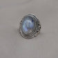Rainbow Moonstone Ring: Handmade 925 Sterling Silver Boho Statement