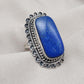 Natural Lapis Lazuli 925 Sterling Silver Ring: Boho September Birthstone Handmade